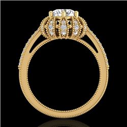 1.65 CTW VS/SI Diamond Solitaire Art Deco Micro Pave Ring 18K Yellow Gold - REF-427H3W - 36994