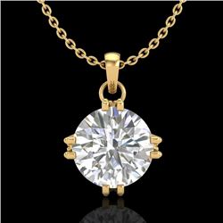 1 CTW VS/SI Diamond Solitaire Art Deco Stud Necklace 18K Yellow Gold - REF-294M2F - 36916