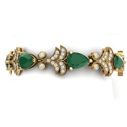 24.8 CTW Royalty Emerald & VS Diamond Bracelet 18K Yellow Gold - REF-472W8H - 38732