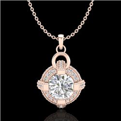 1.57 CTW VS/SI Diamond Micro Pave Stud Necklace 18K Rose Gold - REF-229M3F - 36954