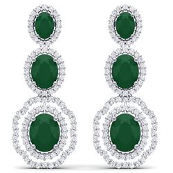 17.51 CTW Royalty Emerald & VS Diamond Earrings 18K White Gold - REF-345W5H - 39201