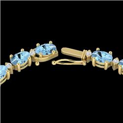 24 CTW Aquamarine & VS/SI Diamond Certified Eternity Tennis Necklace 10K Yellow Gold - REF-243Y5N - 