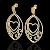 Image 1 : 3.20 CTW Micro Pave VS/SI Diamond Designer Heart Earrings 18K Yellow Gold - REF-252M2F - 22586