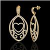 Image 2 : 3.20 CTW Micro Pave VS/SI Diamond Designer Heart Earrings 18K Yellow Gold - REF-252M2F - 22586