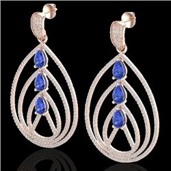 4 CTW Tanzanite & Micro Pave VS/SI Diamond Designer Earrings 14K Rose Gold - REF-238Y4N - 22462