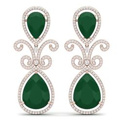 31.6 CTW Royalty Emerald & VS Diamond Earrings 18K Rose Gold - REF-445H5W - 39541