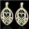 Image 1 : 7 CTW Emerald & Micro Pave VS/SI Diamond Heart Earrings Designer 18K Yellow Gold - REF-381X8T - 2115