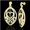Image 2 : 7 CTW Emerald & Micro Pave VS/SI Diamond Heart Earrings Designer 18K Yellow Gold - REF-381X8T - 2115