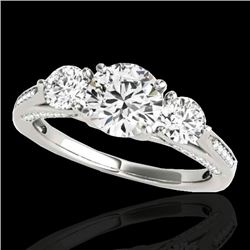1.75 CTW H-SI/I Certified Diamond 3 Stone Ring 10K White Gold - REF-236H4W - 35349