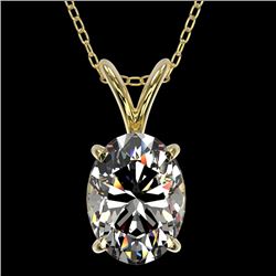 1.25 CTW Certified VS/SI Quality Oval Diamond Solitaire Necklace 10K Yellow Gold - REF-367W3H - 3321