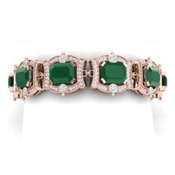 43.87 CTW Royalty Emerald & VS Diamond Bracelet 18K Rose Gold - REF-836X4T - 38776