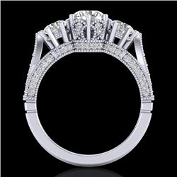 2.18 CTW VS/SI Diamond Art Deco 3 Stone Ring 18K White Gold - REF-270W2H - 37247