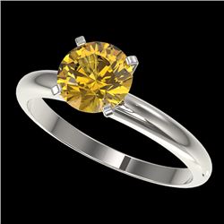 1.50 CTW Certified Intense Yellow SI Diamond Solitaire Ring 10K White Gold - REF-262Y2N - 32930
