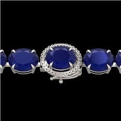 76 CTW Sapphire & Micro Pave VS/SI Diamond Halo Bracelet 14K White Gold - REF-317F3M - 22277