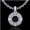 Image 1 : 1.01 CTW Fancy Black Diamond Solitaire Art Deco Stud Necklace 18K White Gold - REF-100M2F - 37702