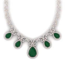 38.42 CTW Royalty Emerald & VS Diamond Necklace 18K Rose Gold - REF-1218R2K - 39526
