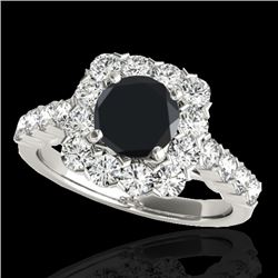 2.5 CTW Certified Vs Black Diamond Solitaire Halo Ring 10K White Gold - REF-121W8H - 33346