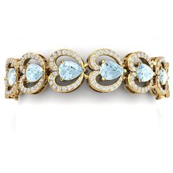 33.43 CTW Royalty Sky Topaz & VS Diamond Bracelet 18K Yellow Gold - REF-594M5F - 38696