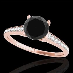 1.5 CTW Certified Vs Black Diamond Solitaire Ring 10K Rose Gold - REF-67R8K - 34848