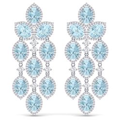 34.25 CTW Royalty Sky Topaz & VS Diamond Earrings 18K White Gold - REF-450F2M - 38934