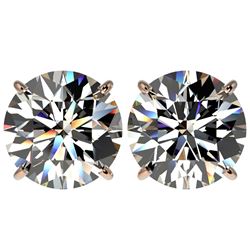 5 CTW Certified G-Si Quality Diamond Solitaire Stud Earrings 10K Rose Gold - REF-1663T3X - 33143