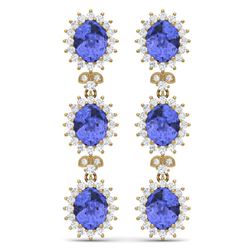 25.36 CTW Royalty Tanzanite & VS Diamond Earrings 18K Yellow Gold - REF-509T3X - 38648