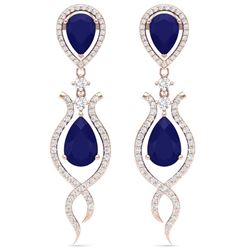 16.57 CTW Royalty Sapphire & VS Diamond Earrings 18K Rose Gold - REF-327T3X - 39517