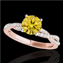 1.25 CTW Certified Si Fancy Intense Yellow Diamond Solitaire Ring 10K Rose Gold - REF-152T5X - 35240
