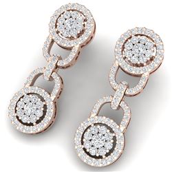 2.30 CTW Certified SI/I Diamond Halo Earrings 18K Rose Gold - REF-135X2T - 40083