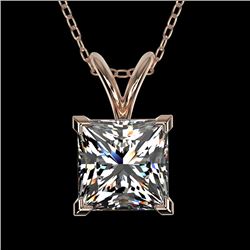 1.25 CTW Certified VS/SI Quality Princess Diamond Necklace 10K Rose Gold - REF-367H3W - 33215