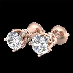 1.26 CTW VS/SI Diamond Solitaire Art Deco Stud Earrings 18K Rose Gold - REF-209W3H - 37020