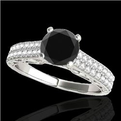 1.41 CTW Certified Vs Black Diamond Solitaire Antique Ring 10K White Gold - REF-63T5X - 34696