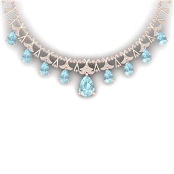 60.62 CTW Royalty Sky Topaz & VS Diamond Necklace 18K Rose Gold - REF-945K5R - 38710