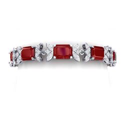 38.13 CTW Royalty Ruby & VS Diamond Bracelet 18K White Gold - REF-490F9M - 39393