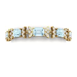 39.65 CTW Royalty Sky Topaz & VS Diamond Bracelet 18K Yellow Gold - REF-356F4M - 39401