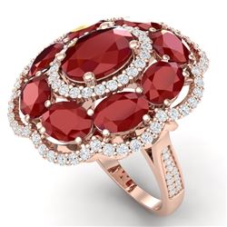 14.4 CTW Royalty Designer Ruby & VS Diamond Ring 18K Rose Gold - REF-263X6T - 39187