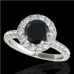 2 CTW Certified Vs Black Diamond Solitaire Halo Ring 10K White Gold - REF-87W5H - 33448