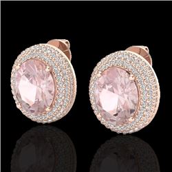 9 CTW Morganite & Micro Pave VS/SI Diamond Certified Earrings 14K Rose Gold - REF-273F5M - 20228