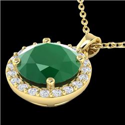 2 CTW Emerald & Halo VS/SI Diamond Micro Pave Necklace Solitaire 18K Yellow Gold - REF-49Y3N - 21561