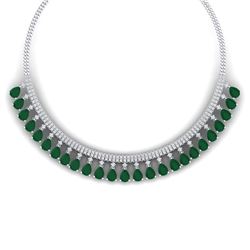 51.75 CTW Royalty Emerald & VS Diamond Necklace 18K White Gold - REF-1072Y8N - 38871