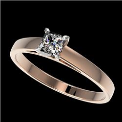 0.50 CTW Certified VS/SI Quality Princess Diamond Solitaire Ring 10K Rose Gold - REF-77T6X - 32966