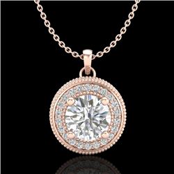 1.25 CTW VS/SI Diamond Solitaire Art Deco Stud Necklace 18K Rose Gold - REF-218W2H - 37143