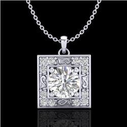 1.02 CTW VS/SI Diamond Solitaire Art Deco Necklace 18K White Gold - REF-200Y2N - 37271