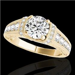 1.5 CTW H-SI/I Certified Diamond Solitaire Antique Ring 10K Yellow Gold - REF-180W2H - 34776