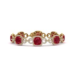 25 CTW Ruby & VS/SI Diamond Certified Bracelet 14K Yellow Gold - REF-457Y3N - 23029