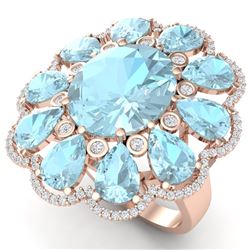 20.54 CTW Royalty Sky Topaz & VS Diamond Ring 18K Rose Gold - REF-254R5K - 39148