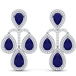 29.23 CTW Royalty Sapphire & VS Diamond Earrings 18K White Gold - REF-472T8X - 39366