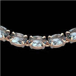 29 CTW Aquamarine Eternity Tennis Necklace 14K Rose Gold - REF-276Y2N - 23371