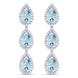 27.3 CTW Royalty Sky Topaz & VS Diamond Earrings 18K White Gold - REF-290W9H - 38850