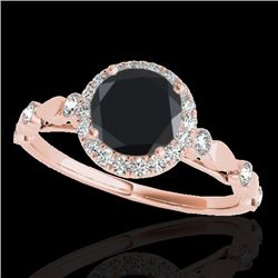 1.25 CTW Certified Vs Black Diamond Solitaire Halo Ring 10K Rose Gold - REF-55X5T - 33620